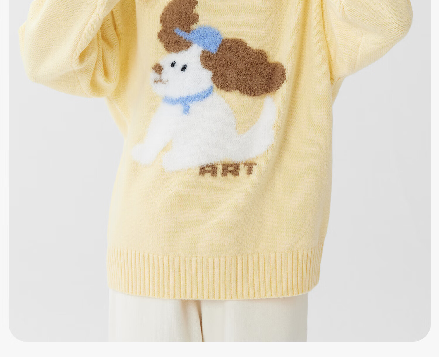 Zuo Xi Girls' Sweater Autumn Winter 2025 New Plush Inner Wear Cute Pet Children's Knitwear Trendy Light Yellow 160 2